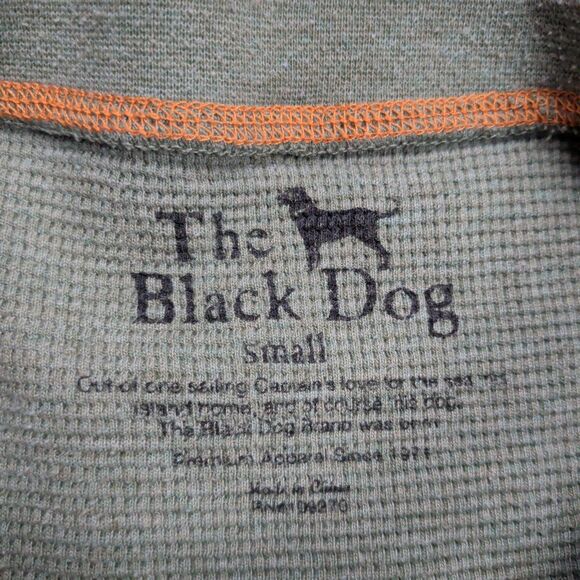 The Black Dog Shirt Mens S Green Graphic Long Sleeve Beach Outdoor Waffle Knit - Picture 3 of 10